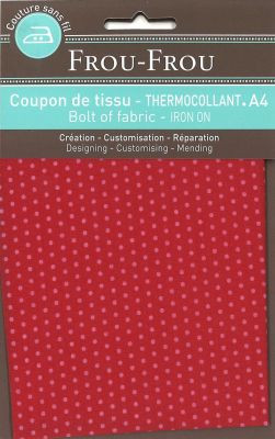 Tissu thermocollant A4 Frou-Frou Pois Rouge