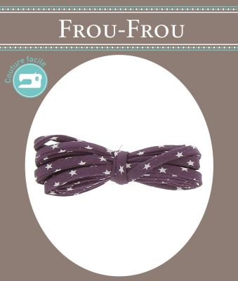 Frou-Frou Cordon Spaghetti 7mmx2m Tissu Etoiles Violet foncé