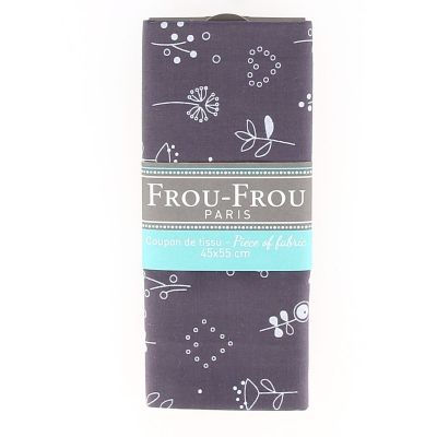 Coupon Tissu 100% Coton Fleuri Frou-Frou 45x55cm Violet Sage