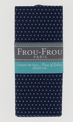 Coupon Tissu 100% Coton Pois Frou-Frou 45x55cm Bleu Intense