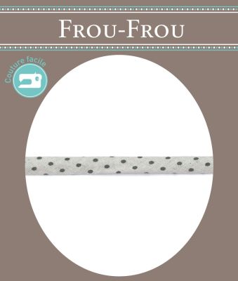 Frou-Frou Cordon Spaghetti 7mm tissu Pois Gris clair -
