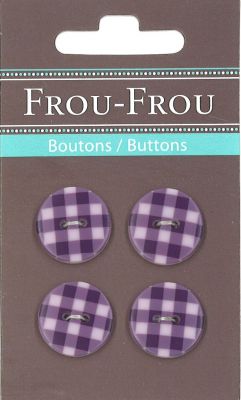 Carte 4 boutons Frou-Frou Vichy Violet foncé 18mm