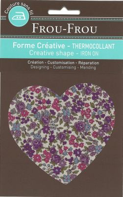 Coeur Thermocollant Frou-Frou 10x10cm Fleuri Violet clair petites fleurs