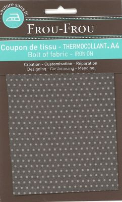 Tissu thermocollant A4 Frou-Frou Pois Taupe