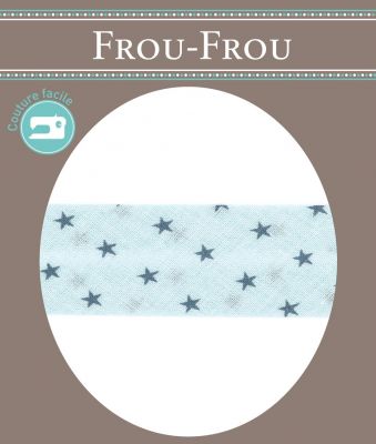 Biais Frou-Frou 20mm tissu Etoiles Bleu layette -
