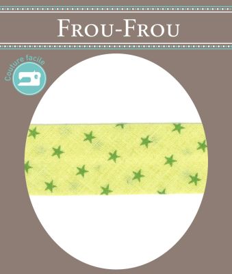 Biais Frou-Frou 20mm tissu Etoiles Vert Anis -