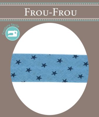 Biais Frou-Frou 20mmx2m Etoiles Bleu