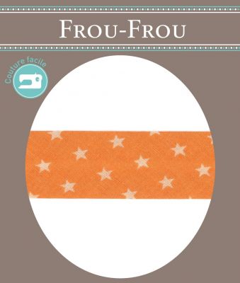 Biais Frou-Frou 20mmx2m Etoiles Orange