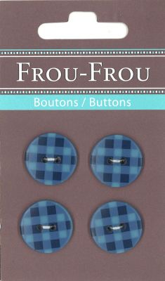 Carte 4 boutons Frou-Frou Vichy Bleu foncé 18mm