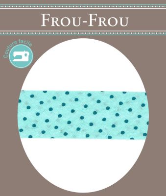 Biais Frou-Frou 20mmx2m Pois Bleu lagon