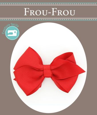 Noeud Barrette Frou-Frou Uni Rouge vif