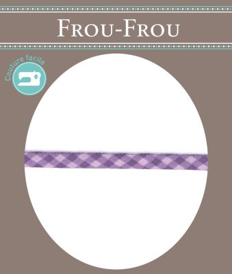 Frou-Frou Cordon Spaghetti 7mm tissu Vichy Violet clair -