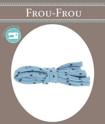 Frou-Frou Cordon Spaghetti 7mmx2m Tissu Etoiles Bleu