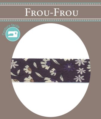 Frou-Frou Bias 20mmx2m Fleuri Violet foncé