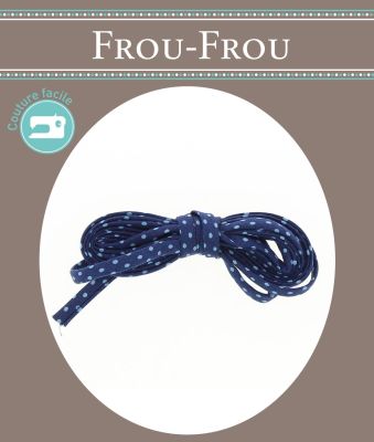 Frou-Frou Cordon Spaghetti 7mmx2m Tissu Pois Bleu foncé