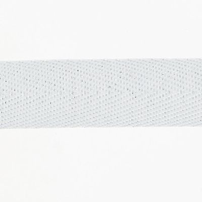 Ruban 15mm Tissé blanc et fil Brillant Argenté  - Bobine de 25 mètres