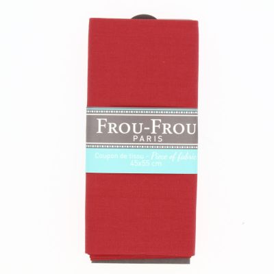 Coupon Tissu 100% Coton Uni Frou-Frou 45x55cm Coquelicot