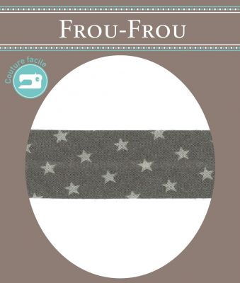 Biais Frou-Frou 20mm tissu Etoiles Taupe -