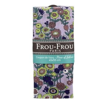 Coupon Tissu 100% Coton Fleuri Frou-Frou 45x55cm Parme
