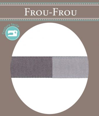 Ruban Gros Grain Frou-Frou 16mm bicolore Uni Taupe -