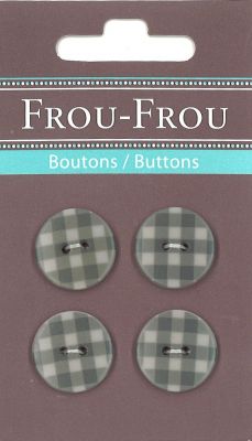 Carte 4 boutons Frou-Frou Vichy Taupe 18mm