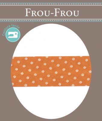 Biais Frou-Frou 20mm tissu Pois Orange -