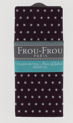 Coupon Tissu 100% Coton Etoile Frou-Frou 45x55cm Prune Délicate