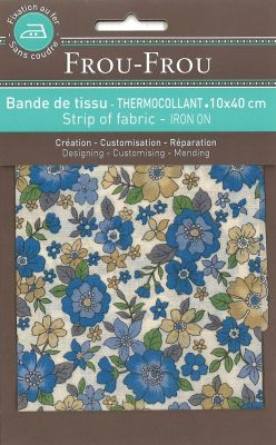 Bande Thermocollante Frou-Frou 10x40cm Fleuri Bleu grandes fleurs
