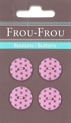 Carte 4 boutons Frou-Frou Pois Parme clair 18mm