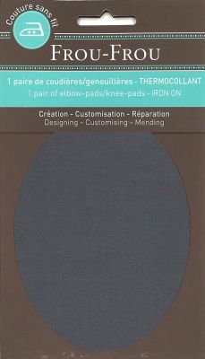 Genouillères-coudières thermocollantes Frou-frou 8, x12,1cm Uni Gris foncé