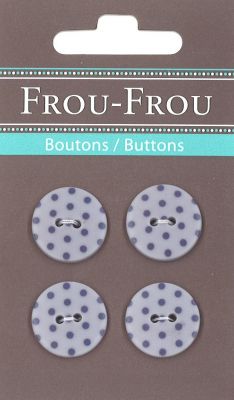 Carte 4 boutons Frou-Frou Pois Lilas 18mm