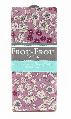 Coupon Tissu 100% Coton Fleuri Frou-Frou 45x55cm Rose des Indes
