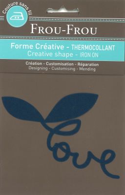 Message love thermocollant Frou-Frou 12,5x7cm Odonata Bleu foncé