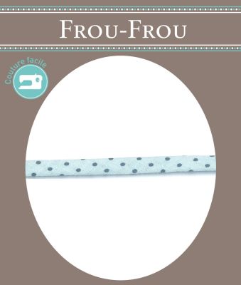 Frou-Frou Cordon Spaghetti 7mm tissu Pois Bleu layette -