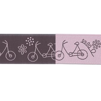 Ruban Jacquard A Bicyclette Géométriques Frou-Frou 25 mm Violet Sage
