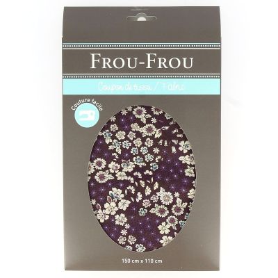 Grand Coupon Tissu 100% Coton Fleuri Frou-Frou 150x110cm Prune Délicate