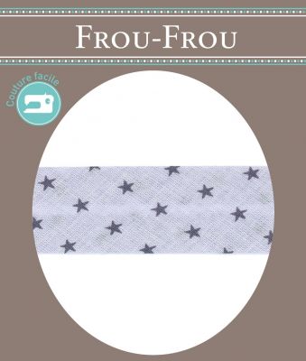 Biais Frou-Frou 20mm tissu Etoiles Lilas -