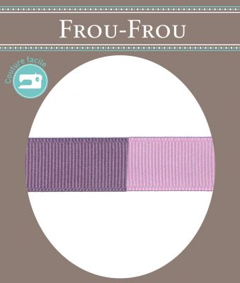 Ruban Gros Grain Frou-Frou 16mm bicolore Uni Violet clair -