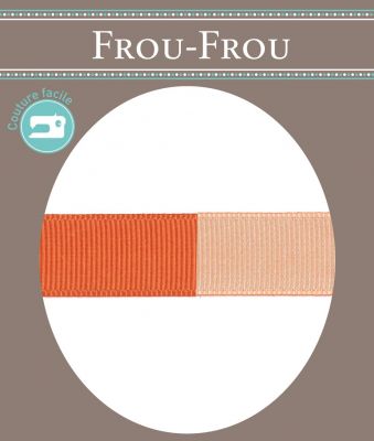 Ruban Gros Grain Frou-Frou 16mm bicolore Uni Orange -
