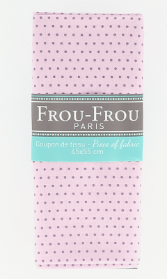 Coupon Tissu 100% Coton Pois Frou-Frou 45x55cm Lavande Rosée