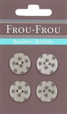 Carte 4 boutons Frou-Frou Etoiles Beige clair 18mm