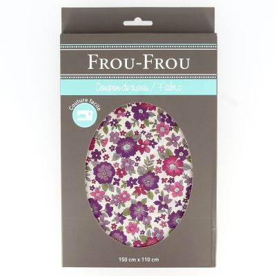 Grand Coupon Tissu 100% Coton Fleuri Frou-Frou 150x110cm Violet Sage