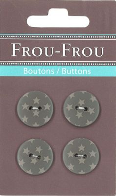 Carte 4 boutons Frou-Frou Etoiles Taupe 18mm