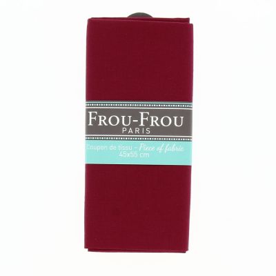 Coupon Tissu 100% Coton Uni Frou-Frou 45x55cm Bordeaux Glamour