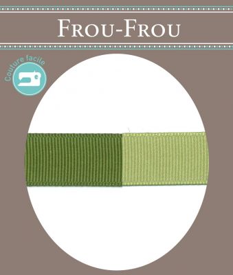Ruban Gros Grain Frou-Frou 16mm bicolore Uni Vert pomme -