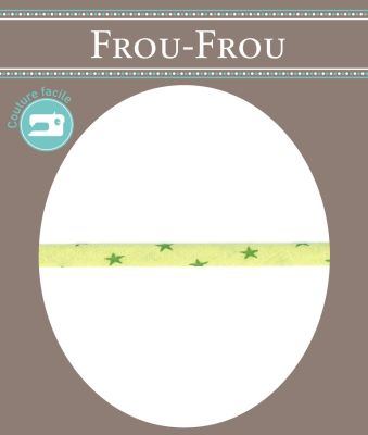 Frou-Frou Cordon Spaghetti 7mm tissu Etoiles Vert Anis -