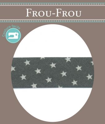 Biais Frou-Frou 20mm tissu ETOILES Myrtille -