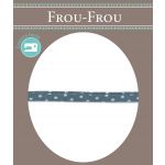 Frou-Frou Cordon Spaghetti 7mm tissu Pois Bleu Gris - PRIX AU METRE