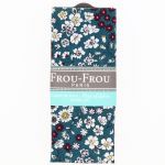 COUPON TISSU 45x55cm FLEURI Turquoise foncé - 100% Coton